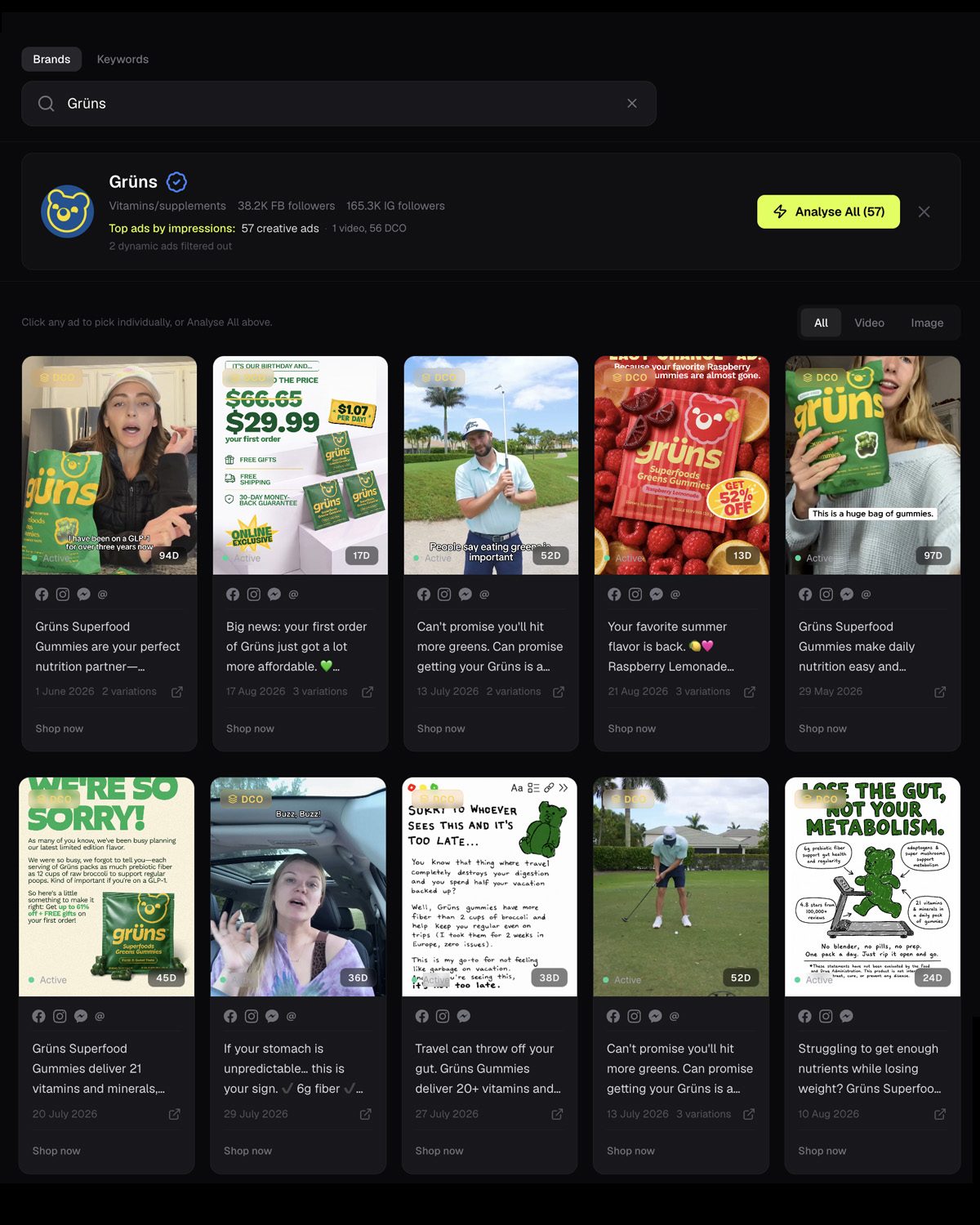 A competitor’s live ads pulled together and read as one creative system.